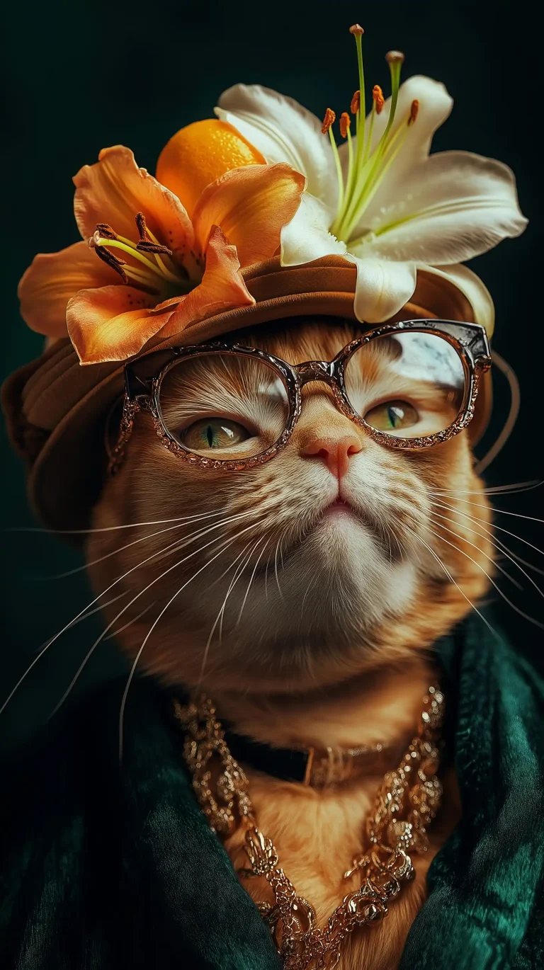 High Fashion Ginger Cat Portrait