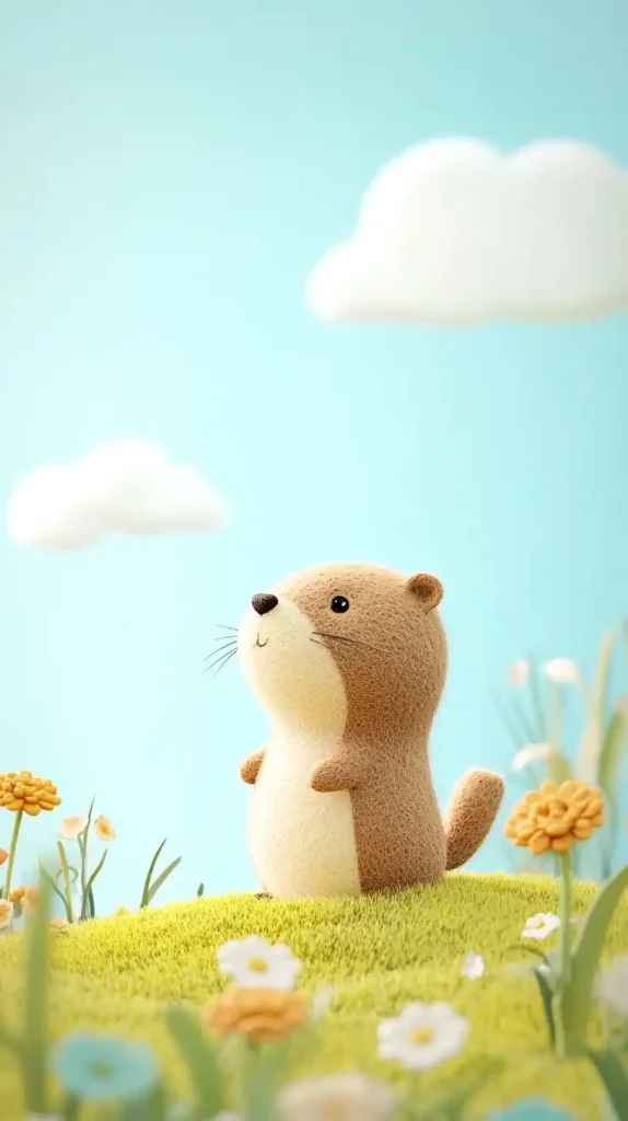 3D Cartoon Groundhog in Felt