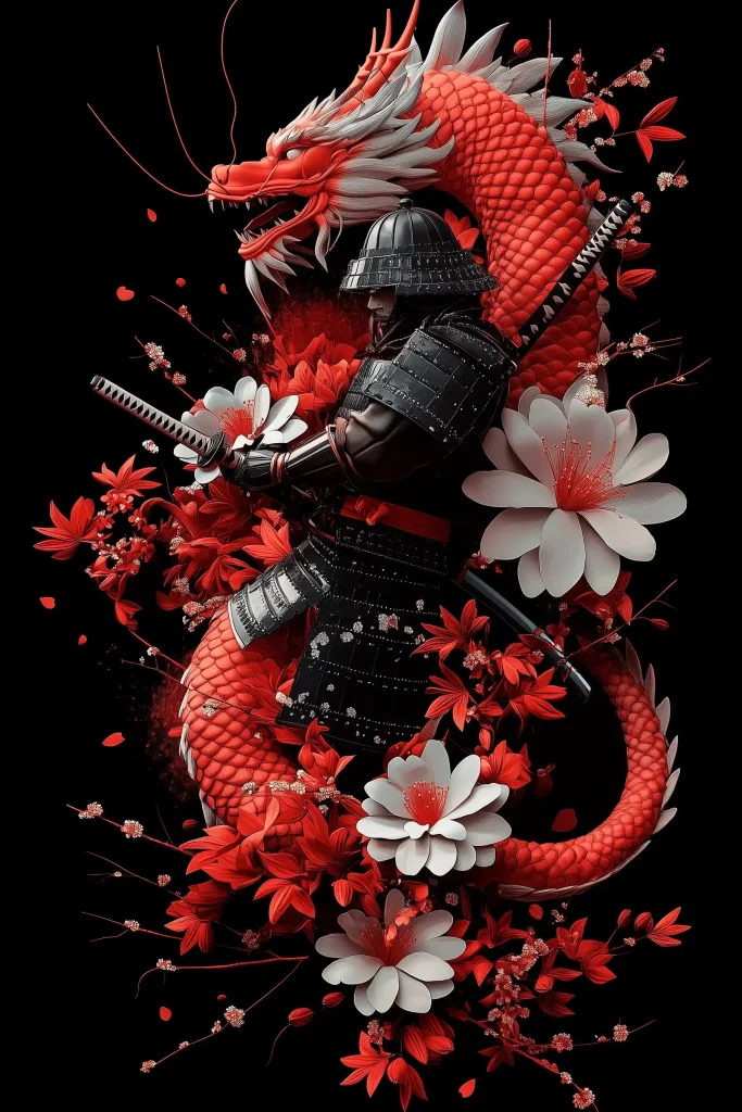 3D Samurai and Dragon Design