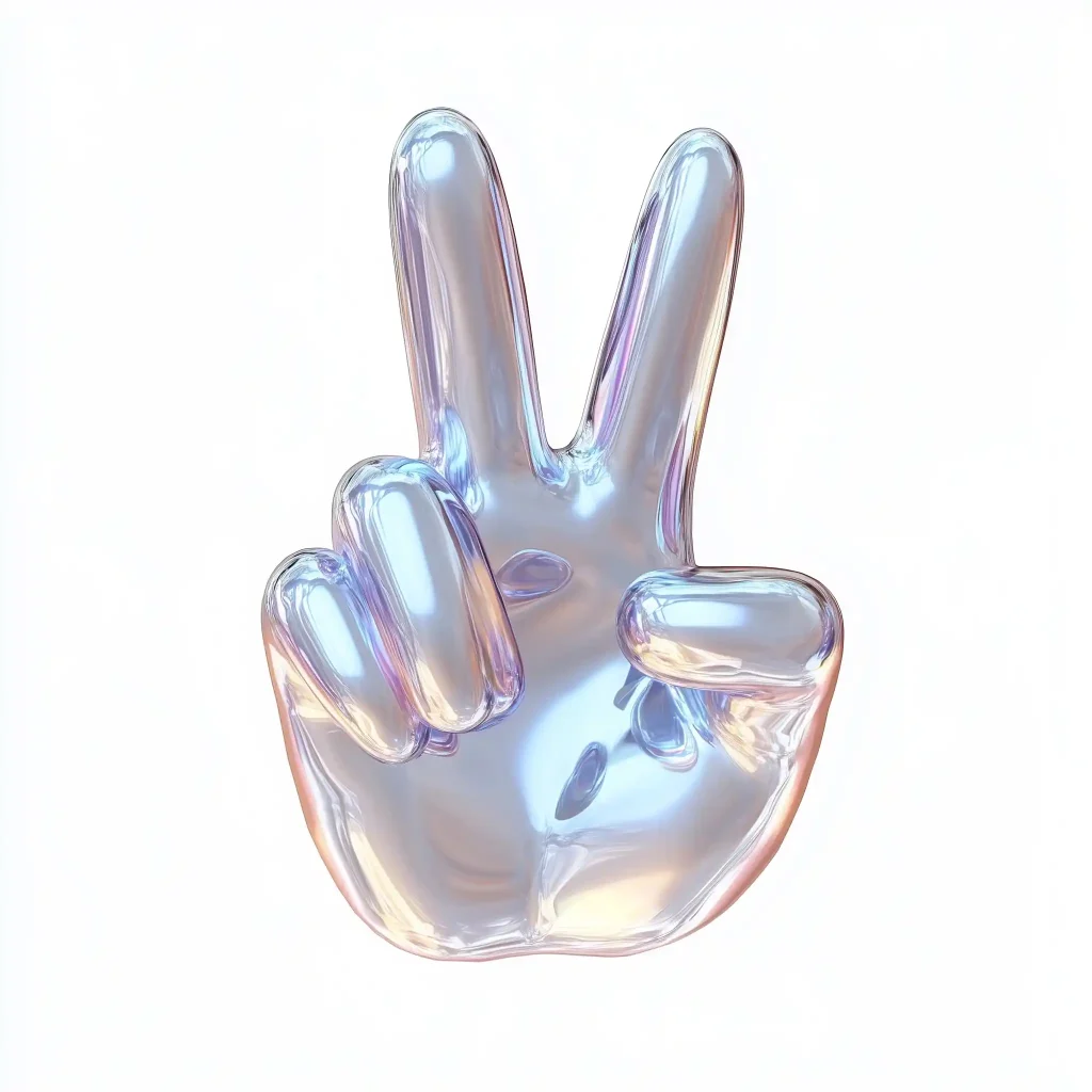 3D Transparent Peace Hand