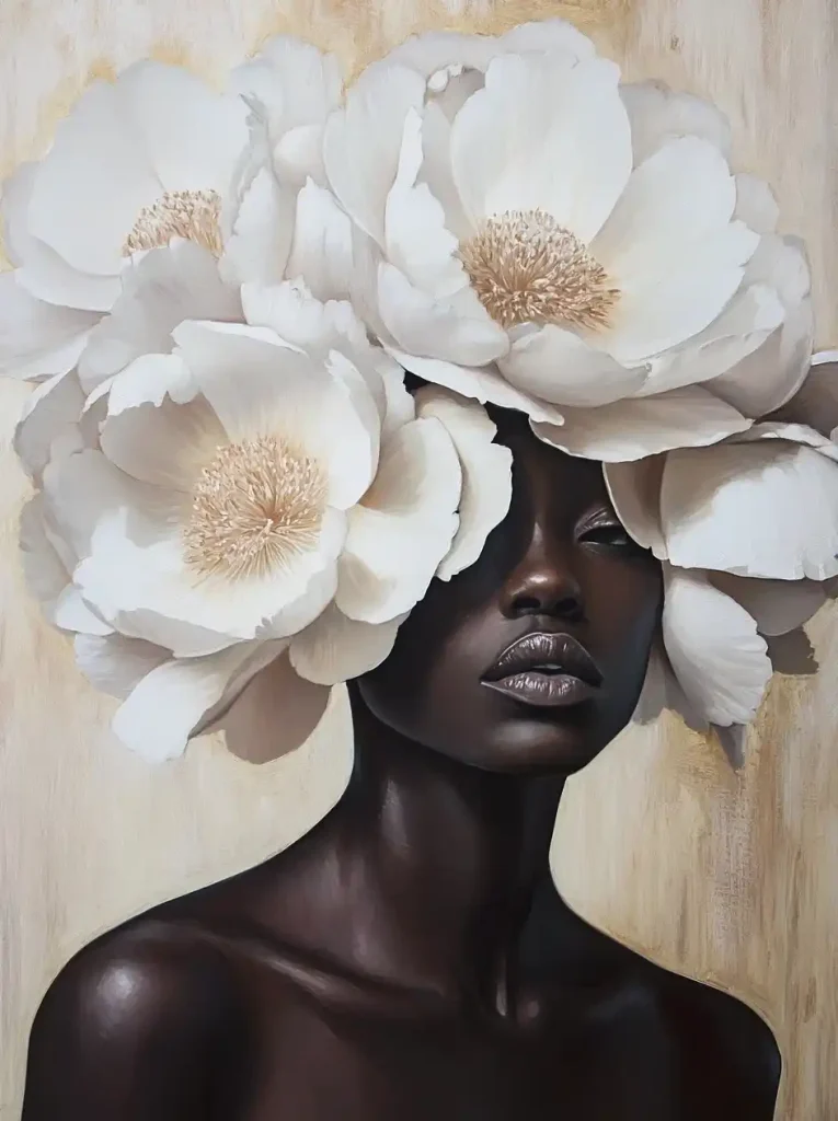 African Woman with Floral Mask