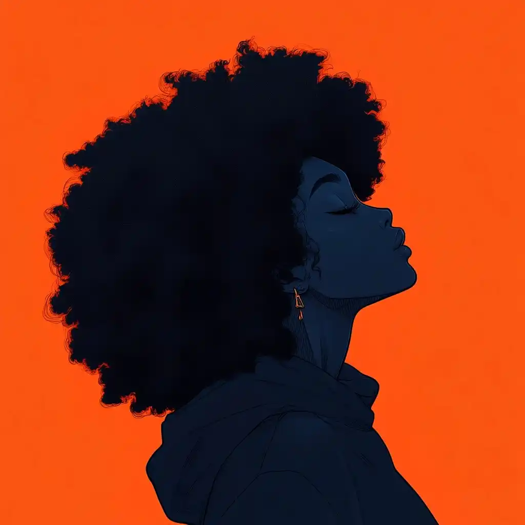 Afro Girl in Curvilinear Art