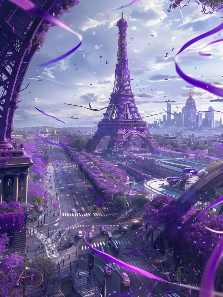 Anime Purple Paris Scene