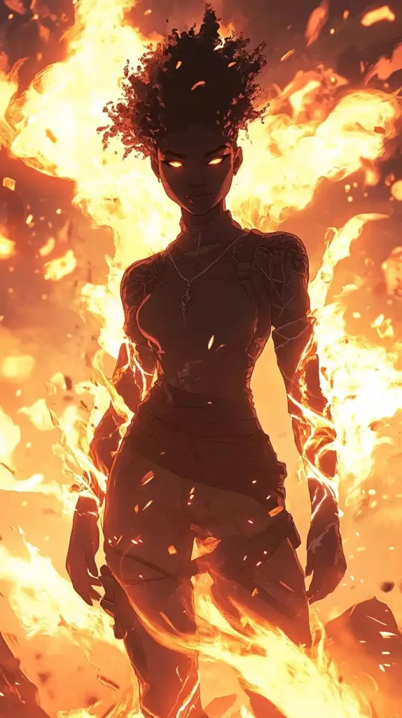 Anime Woman Amid Flames