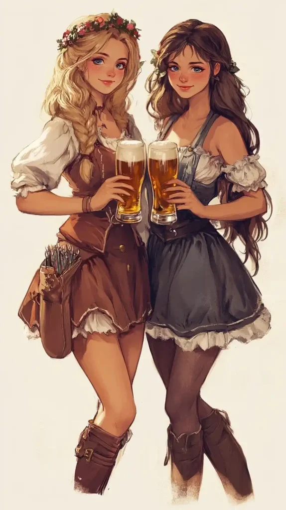 Bavarian Girls with Beer