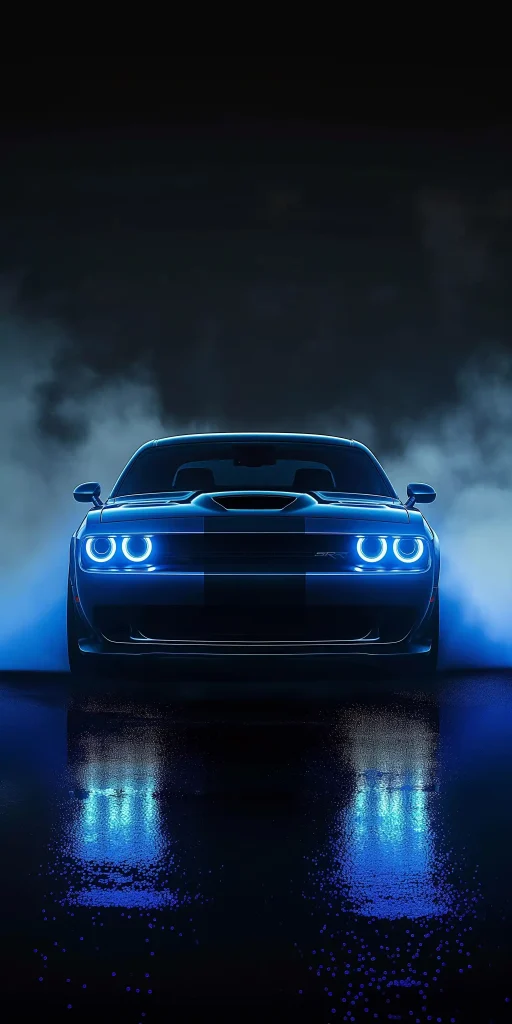 Blue Dodge Challenger Lights