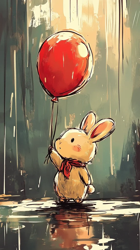 Bunny with Balloon Illustration