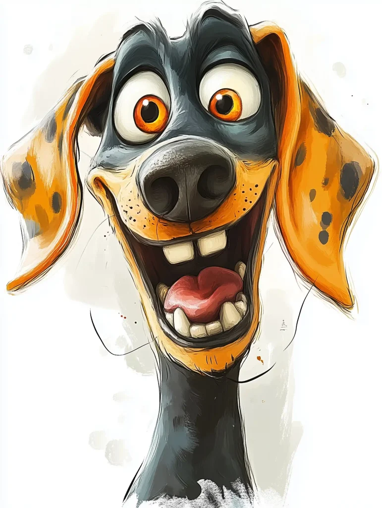 Caricatured Dog Portraits Watercolor