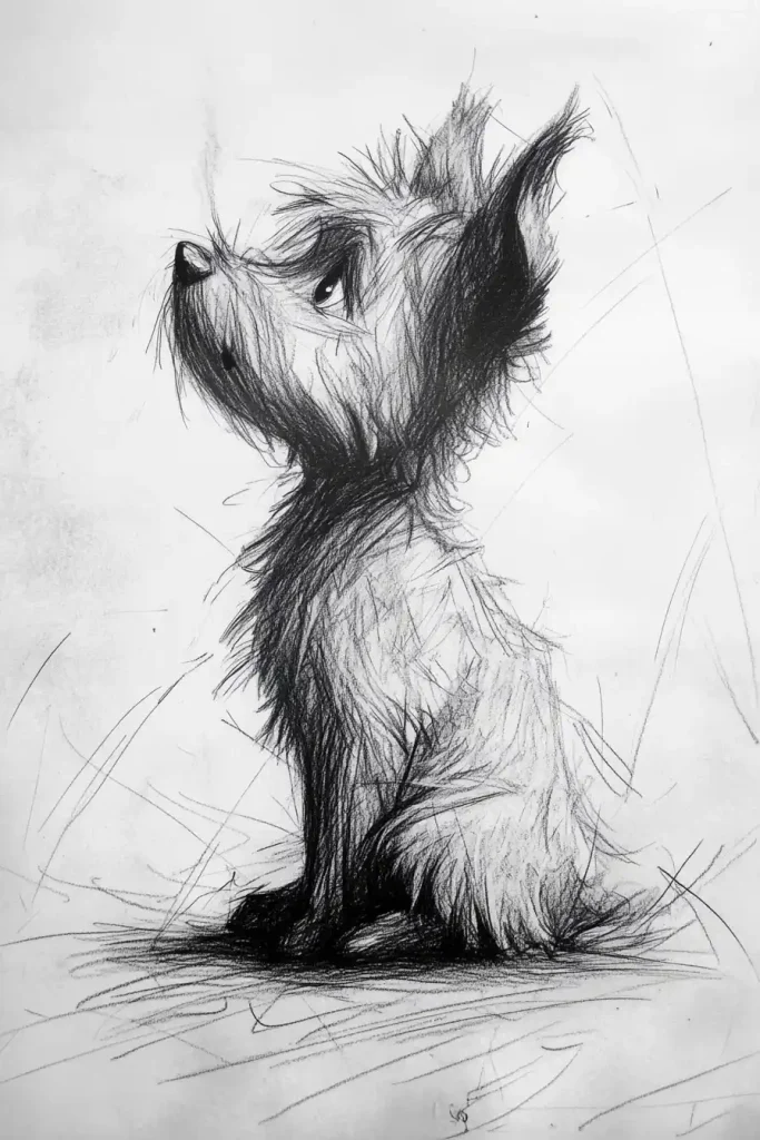 Cartoon Fluffy Dog Sketch