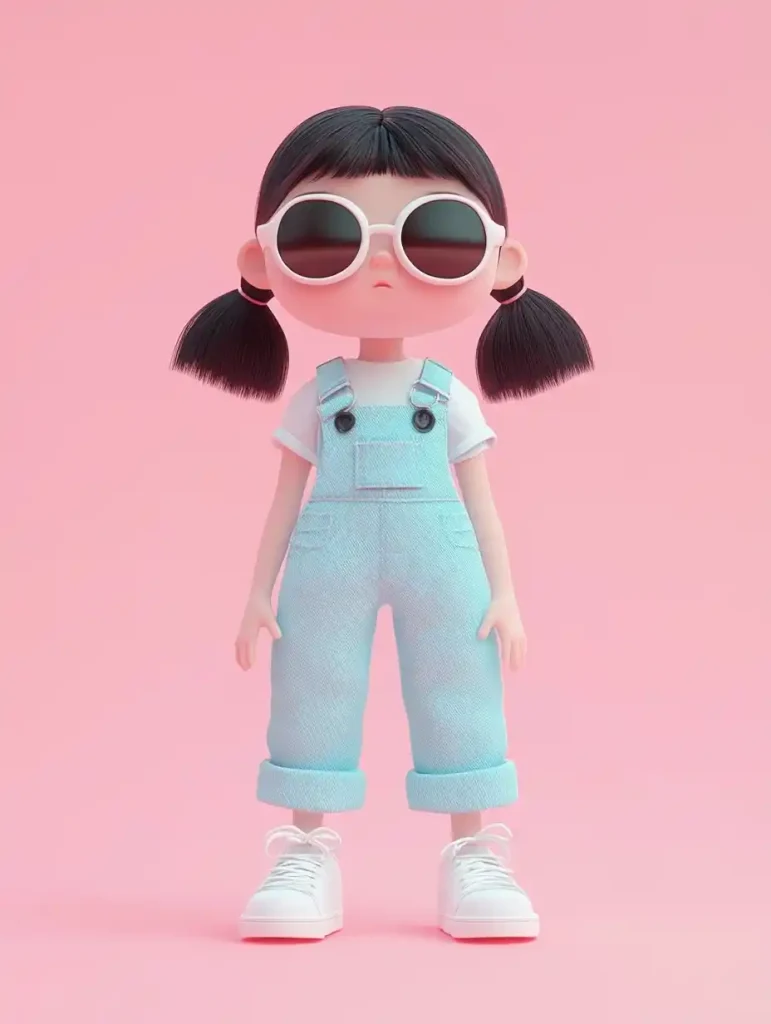 Cartoon Girl in Overalls