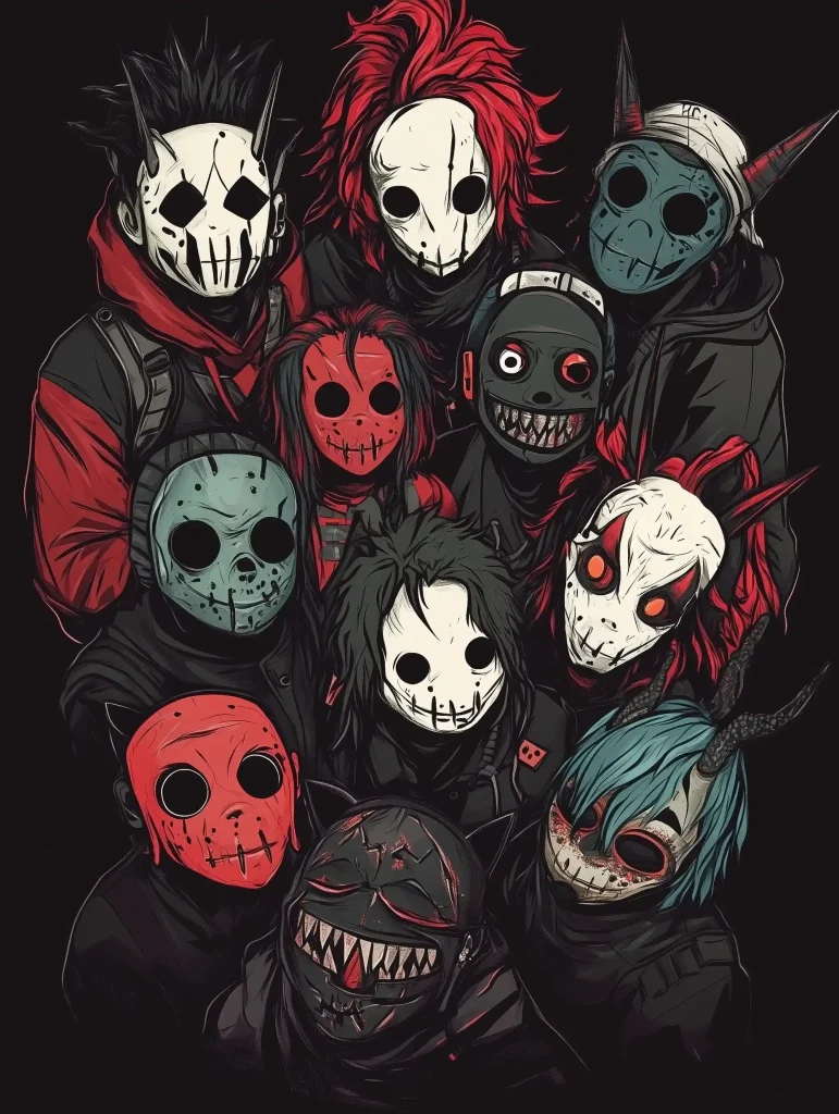 Cartoon Slipknot Group Portrait