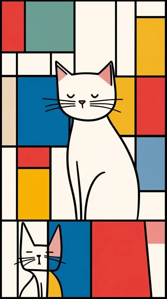 Cats in Mondrian Blocks