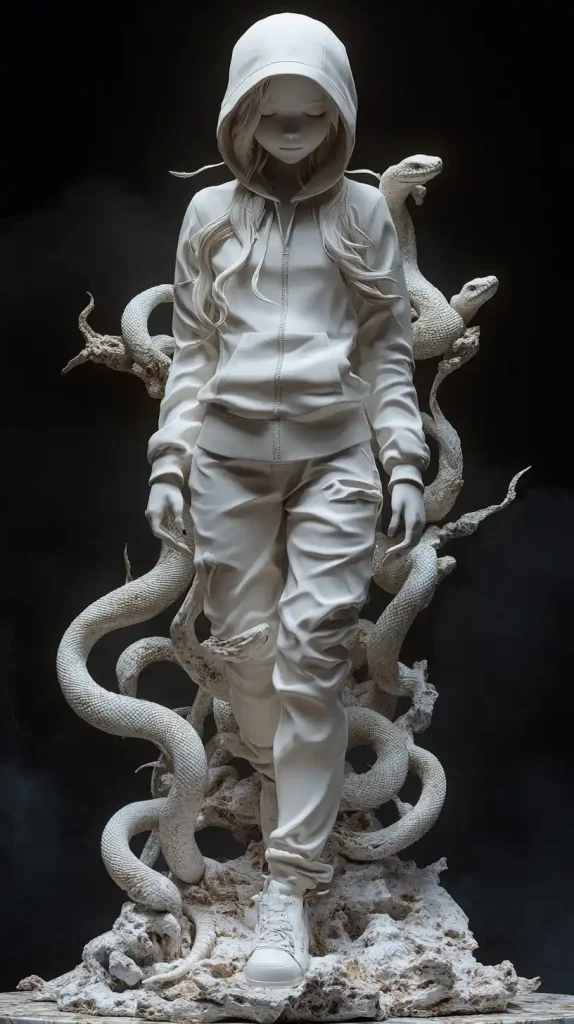 Ceramic Snake Girl Sculpture