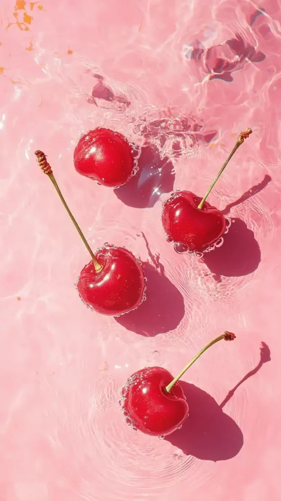 Cherries in Water Reflection