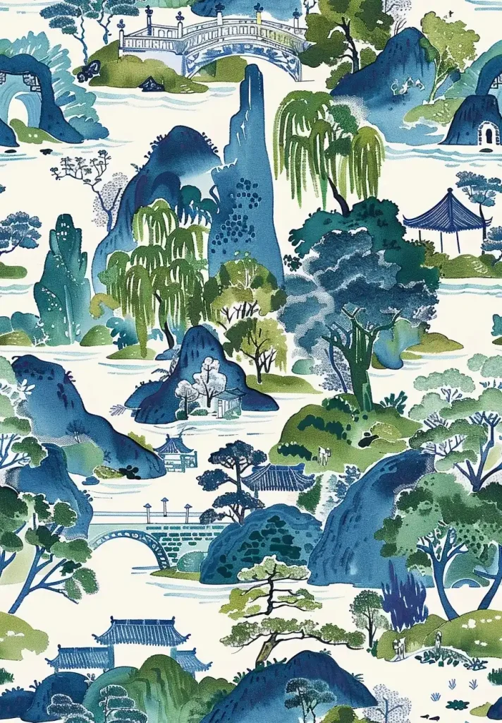 Chinoiserie Garden Scene