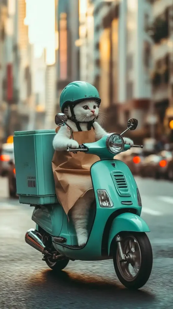 Chubby Cat on Scooter