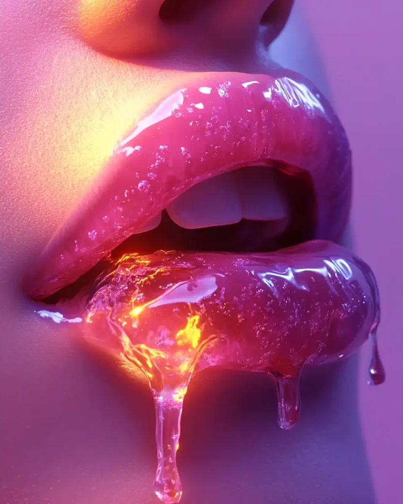 Colorful Melting Lips Close-Up