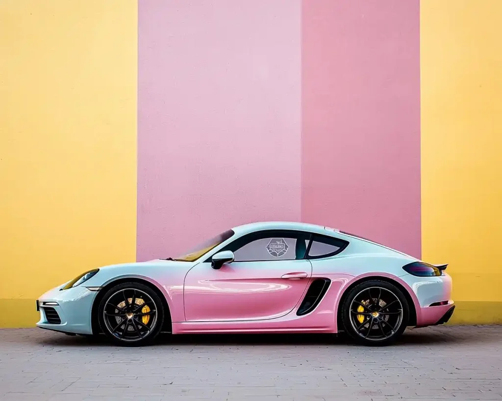 Colorful Porsche Against Wall