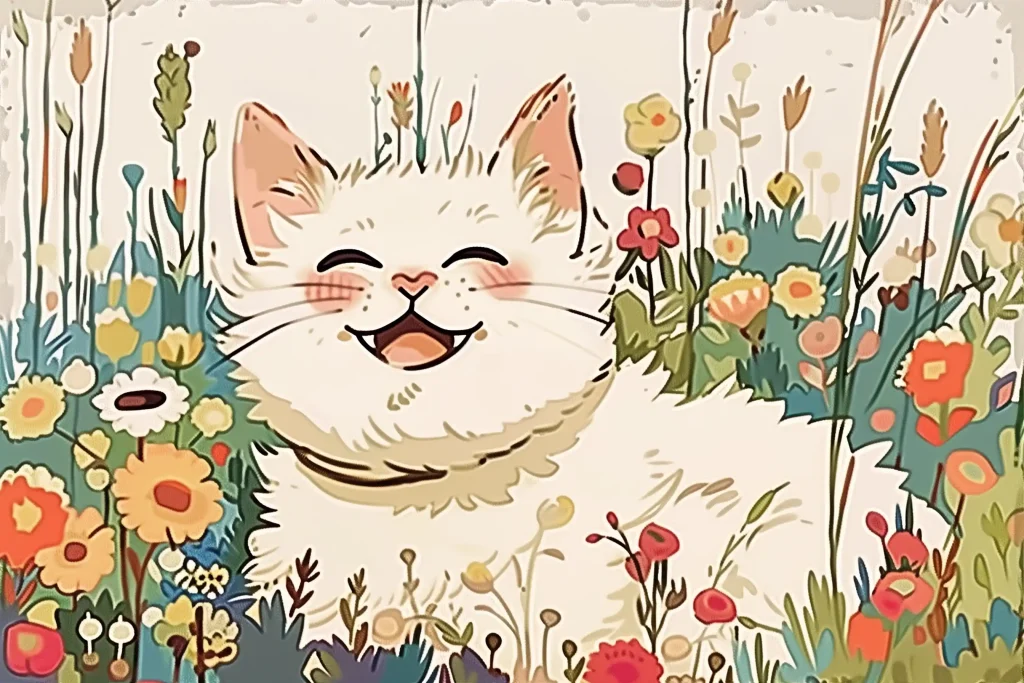 Comic Cat in Garden