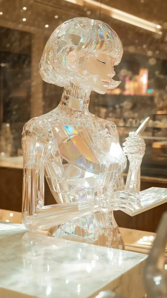 Crystal Woman in Cafe