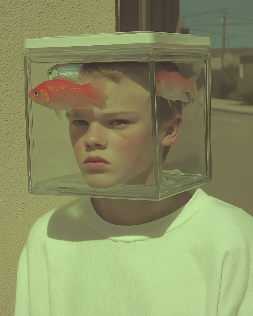 Disturbed Kid with Fish Tank