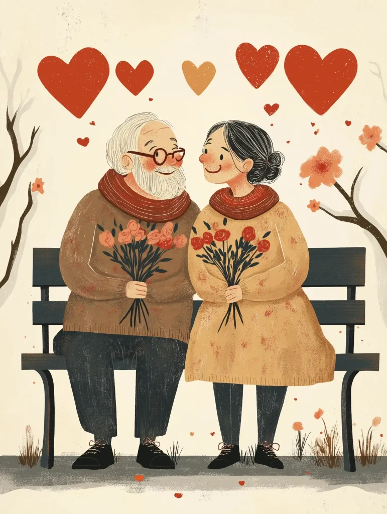 Elderly Couple in Flat Design