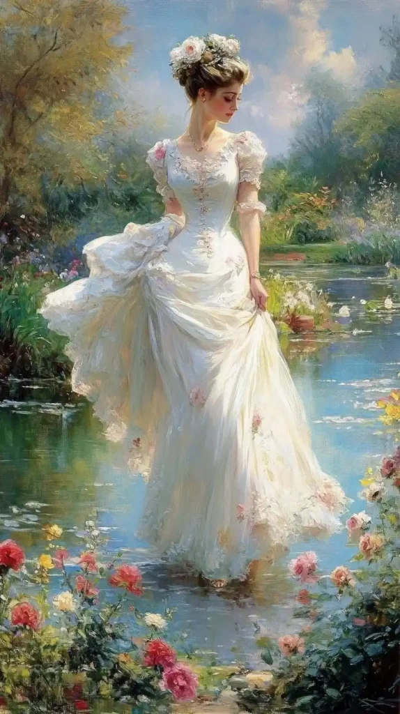 Elegant Woman in Garden