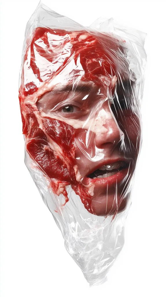 Face Against Cellophane Package