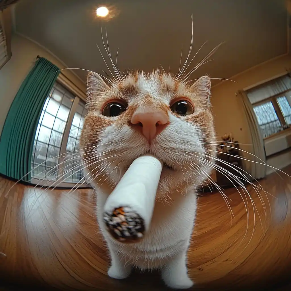 Fisheye Cat in Living Room