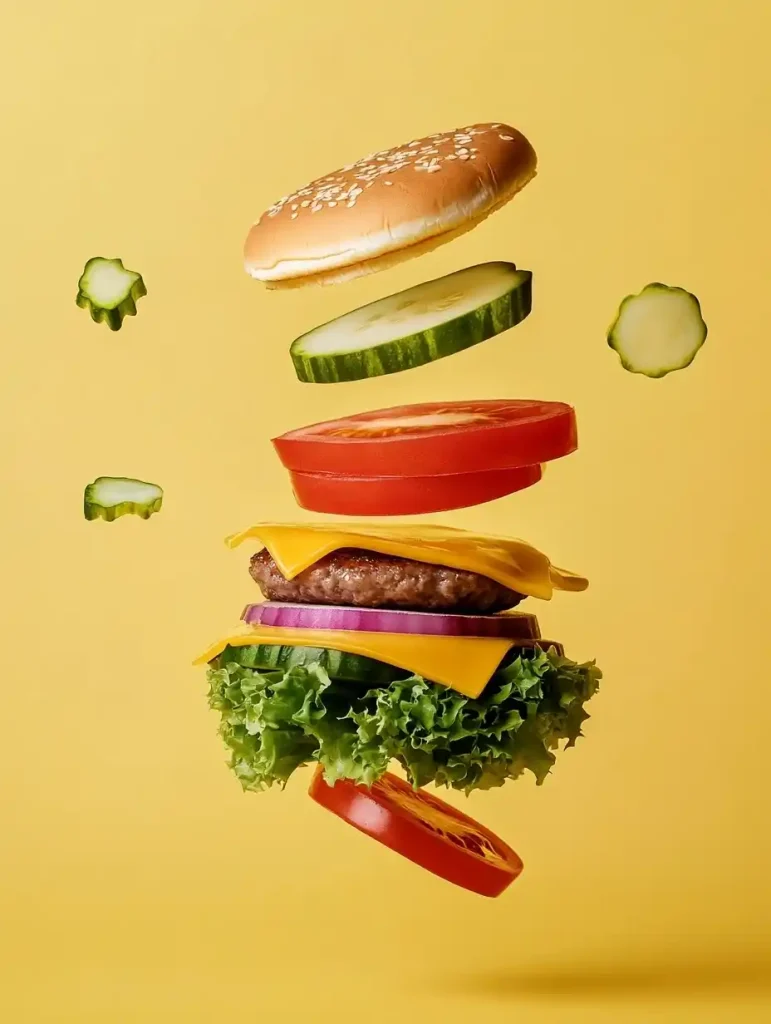 Flying Cheeseburger Ingredients Minimalism