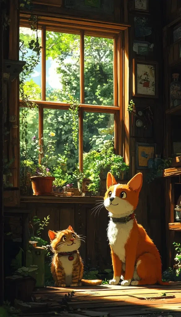 Ghibli Dog and Cat Play