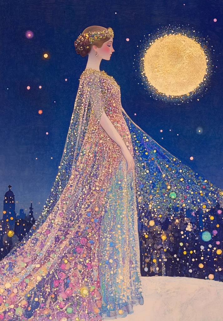 Gilded Woman in Starry Night