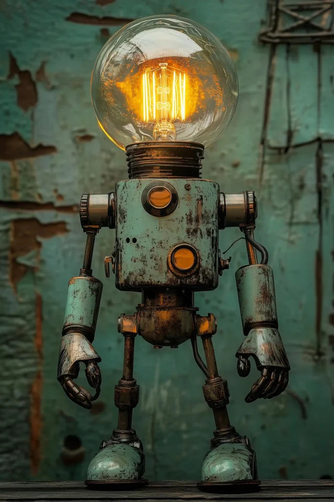 Glass Bulb Robot Head