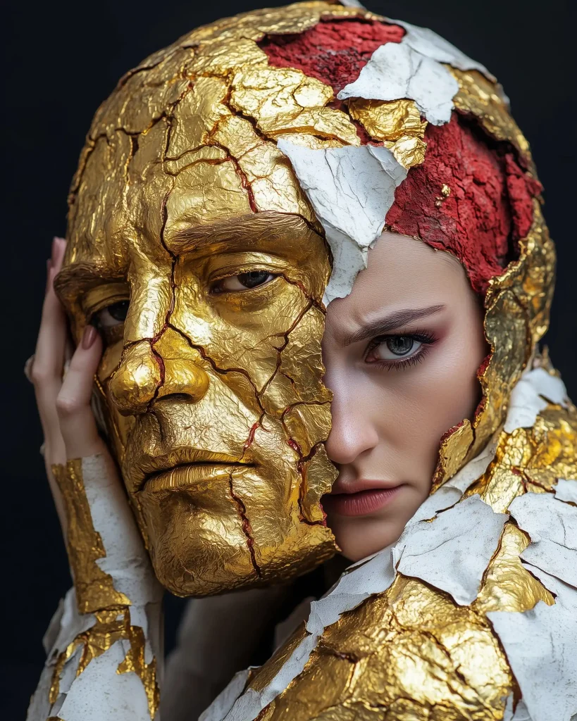 Golden Statue Closeup Portrait