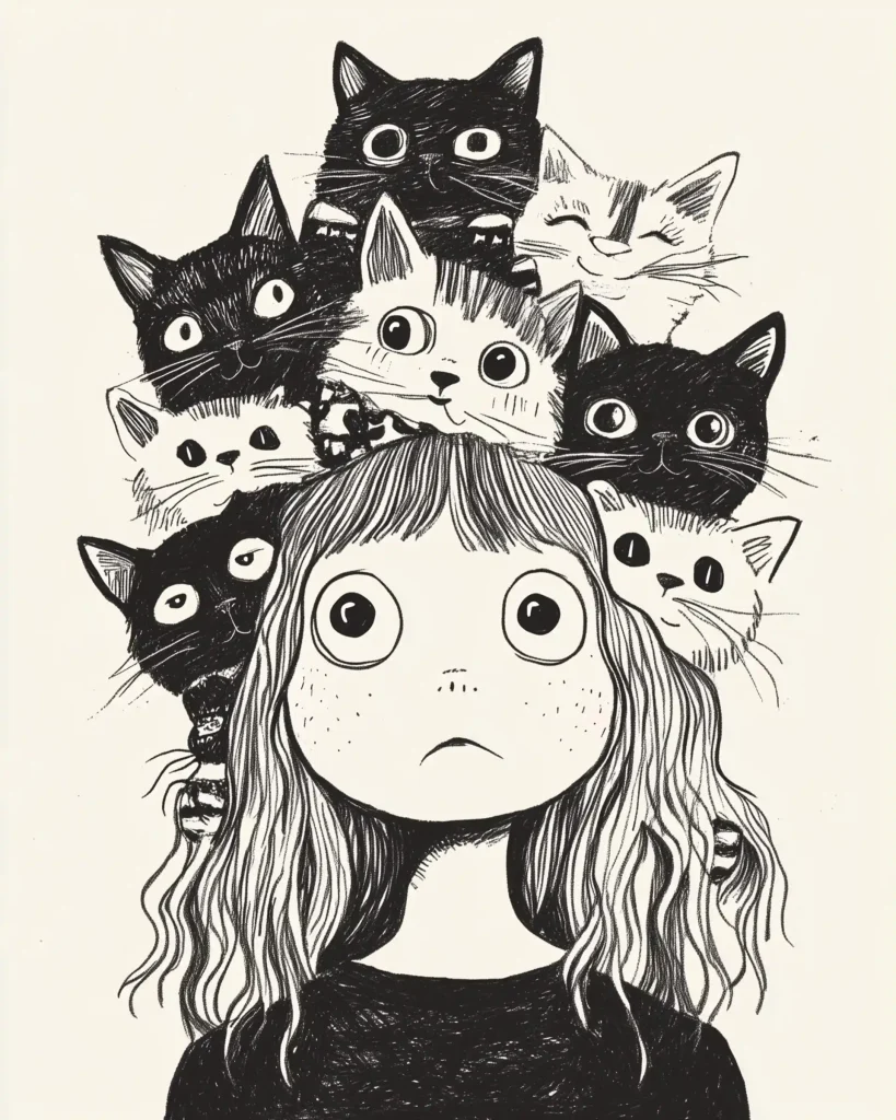 Hand-Drawn Cats T-Shirt