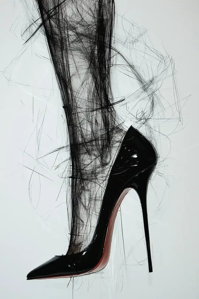 High Heels Continuous Line Sketch