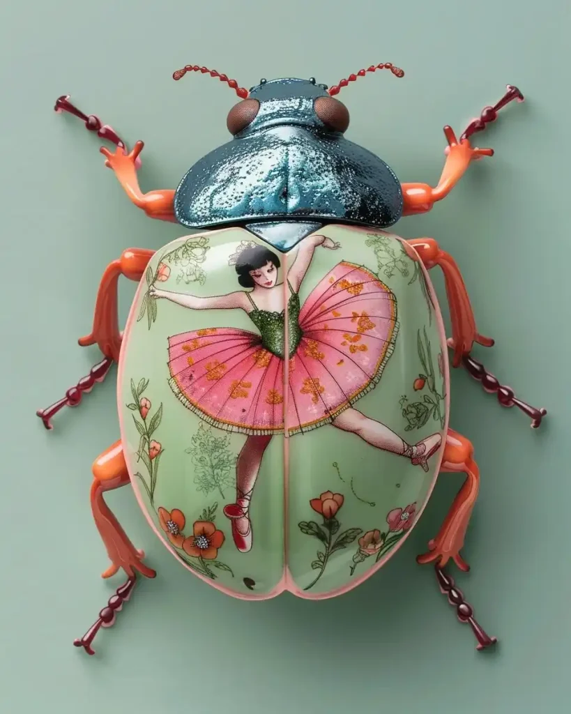 Hyperrealistic Ladybug with Ballet Dancer