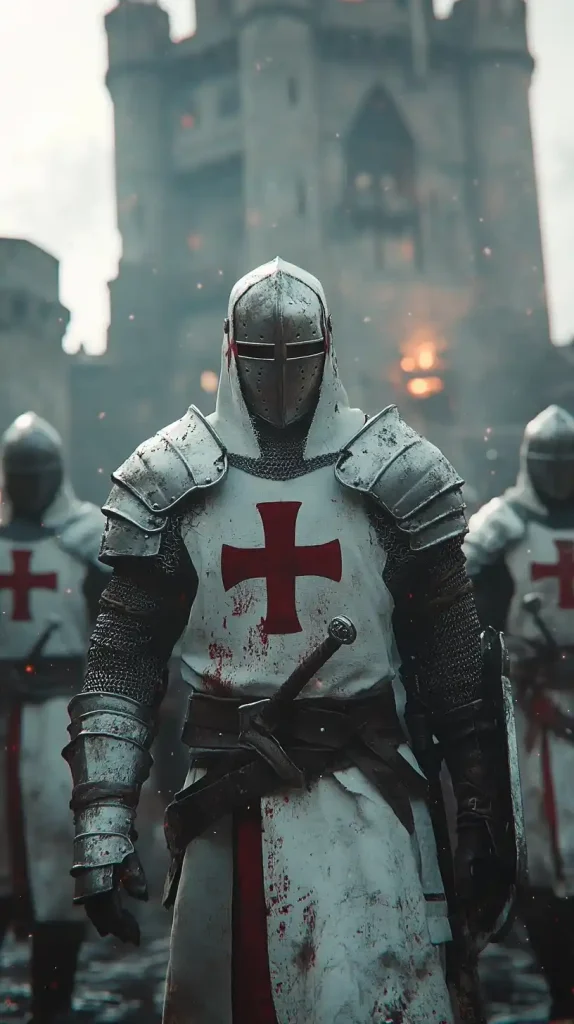 Hyperrealistic Templars in Courtyard