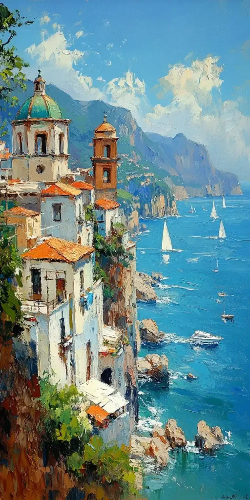 Impressionist Amalfi Coast Scene