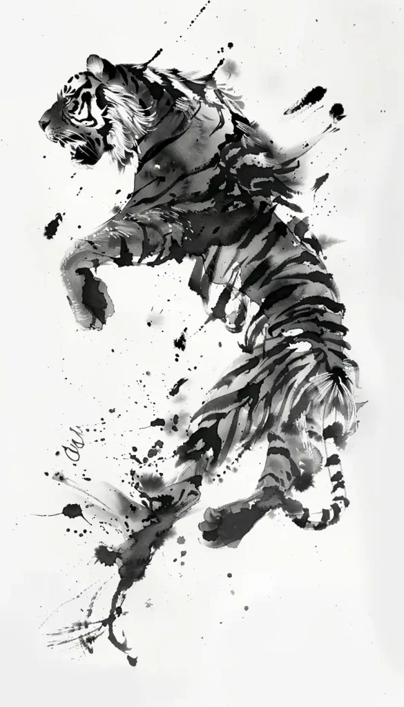 Ink Wash Tiger Splashes