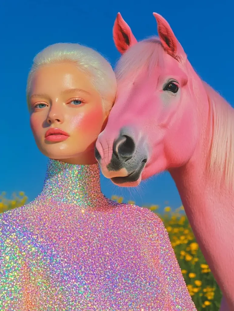 Iridescent Dress with Horse