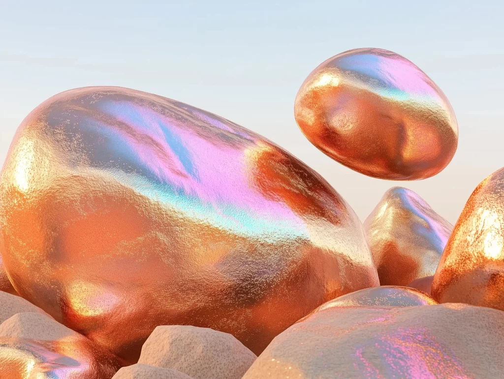 Iridescent Stones in Wes Anderson Style