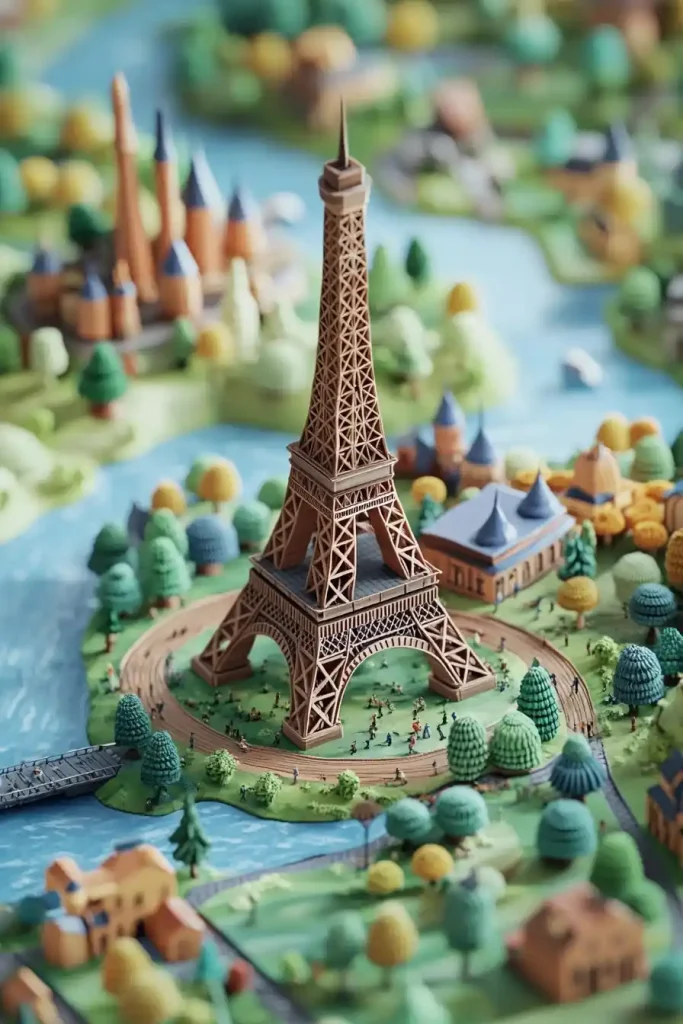 Isometric Clay Eiffel Tower