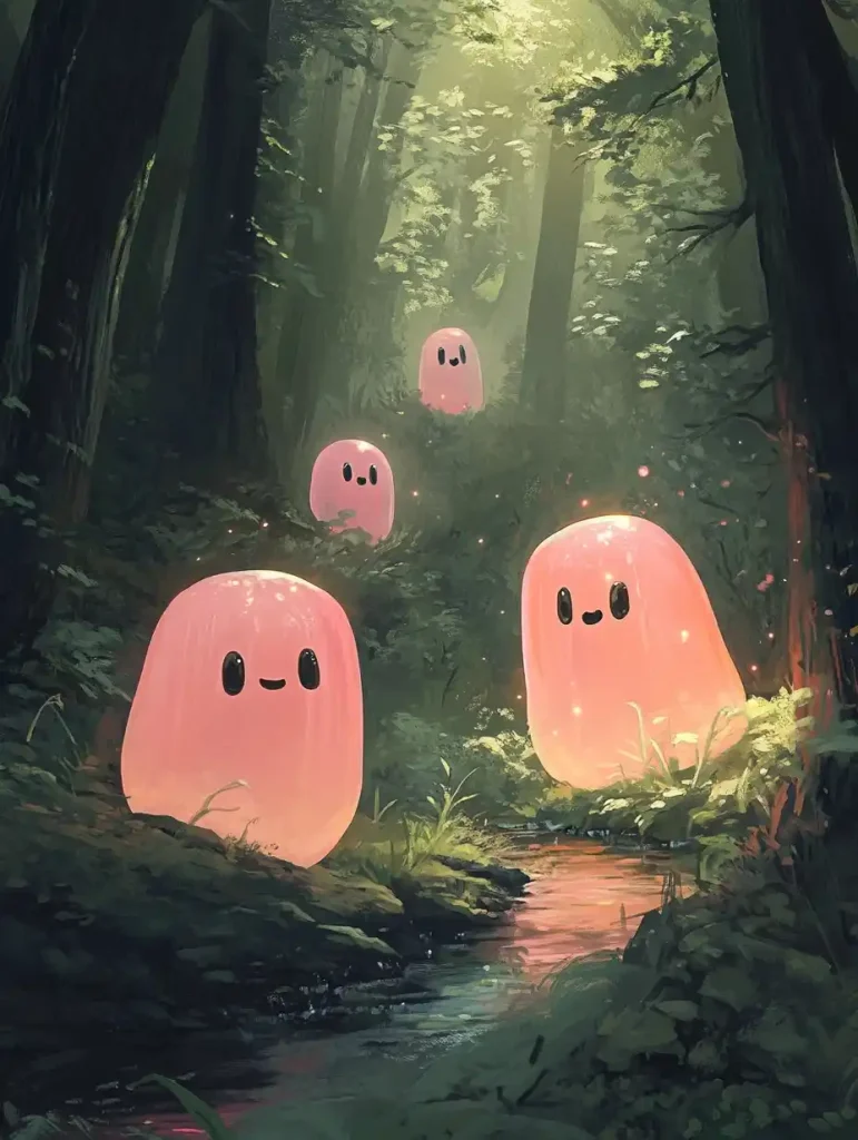 Jelly Bean Ghosts in Forest