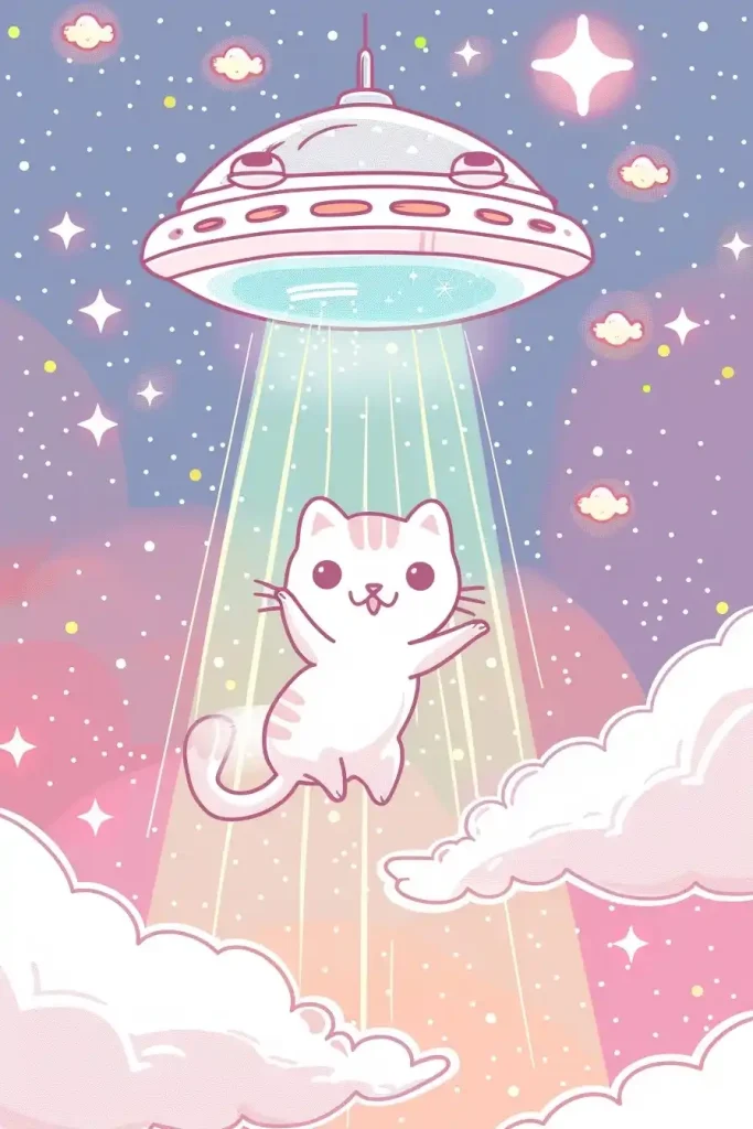 Kawaii Cat UFO Abduction