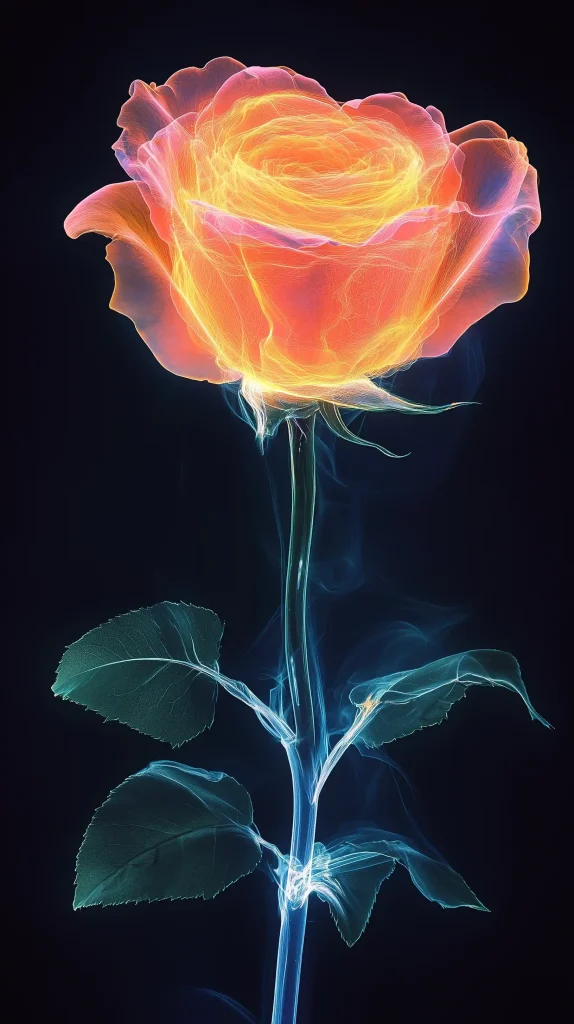 Kirlian Rose with Laser Art