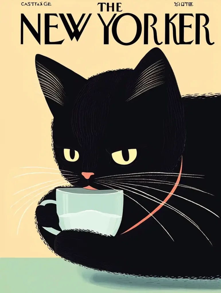 Kitten Drinking Water Illustration