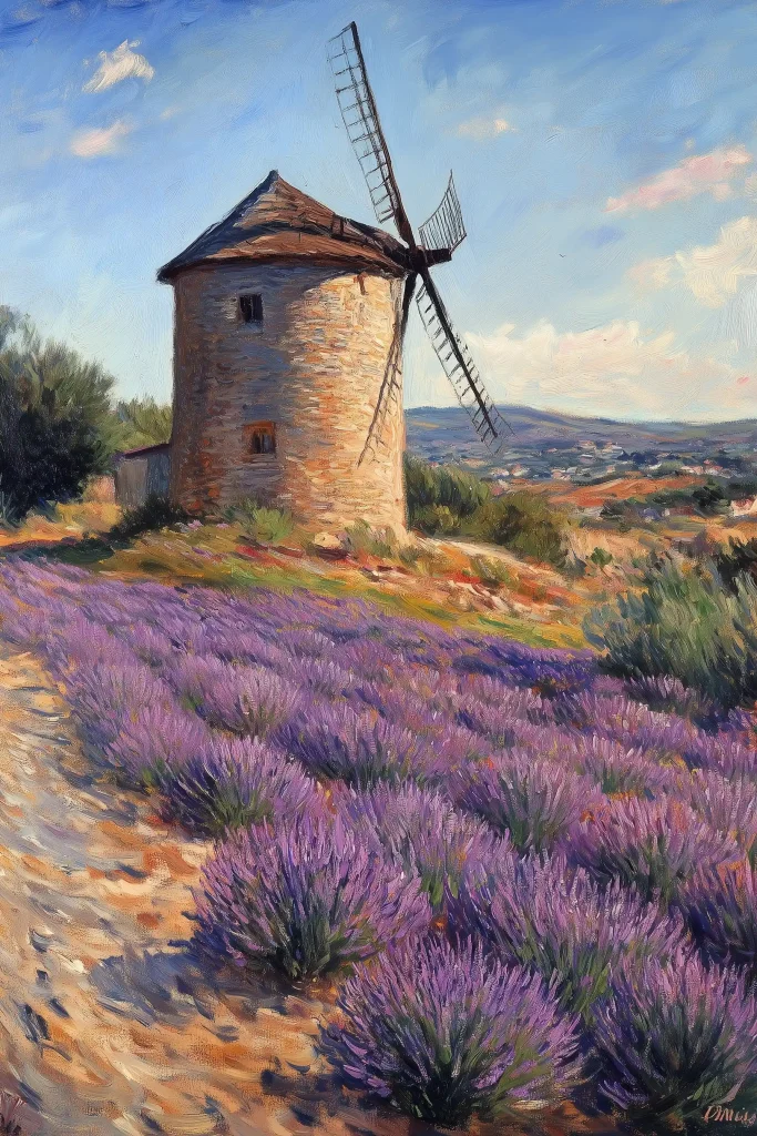 Lavender Field with Windmill