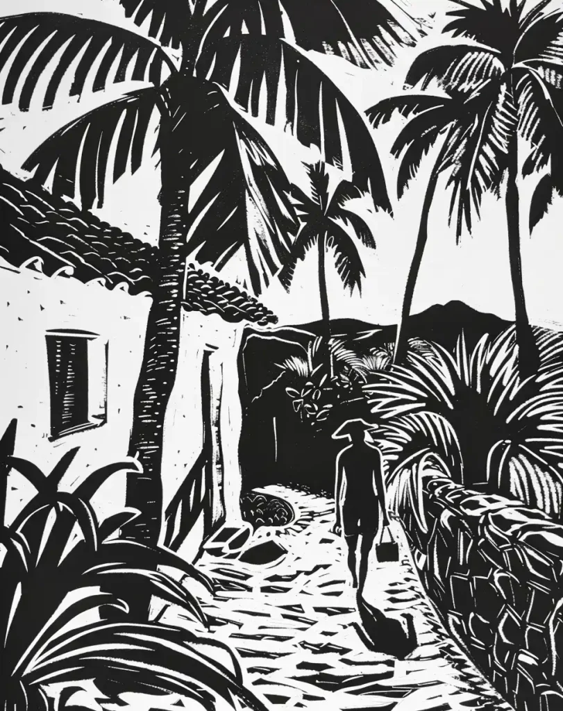 Linocut Villa Portrait