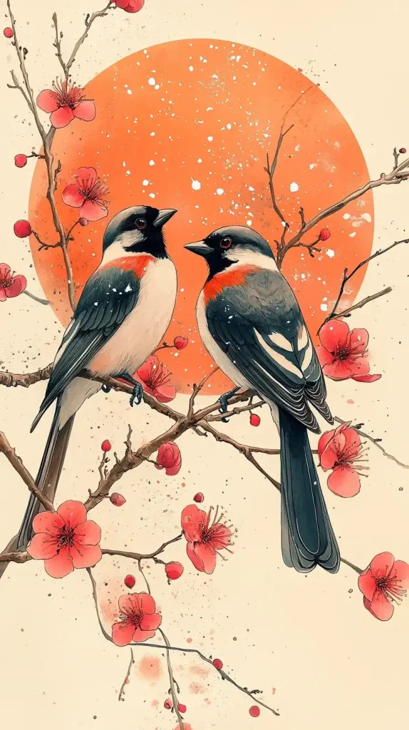 Magpies Among Blossoms Arches